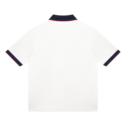 Color Block Polo – White & Navy Blue