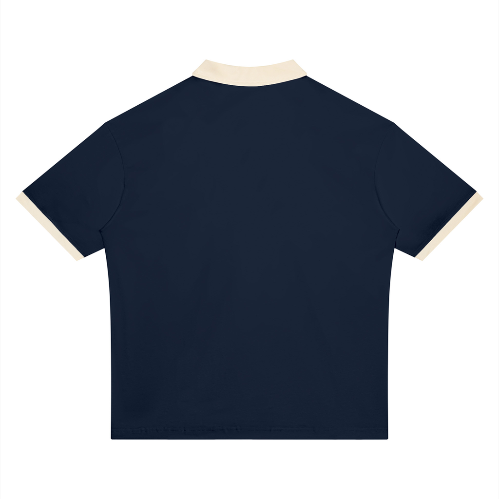 Color Block Polo – Navy Blue & Apricot II