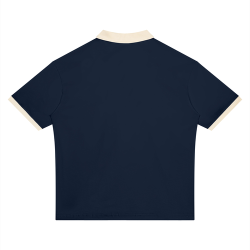 Color Block Polo – Navy Blue & Apricot II