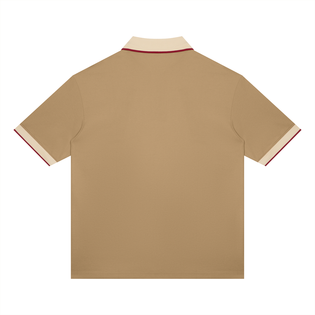 Color Block Polo – Khaki & Camel