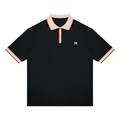 Color Block Polo – Black & Apricot