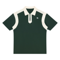 Quarter Zip Polo – Blackish Green & Apricot