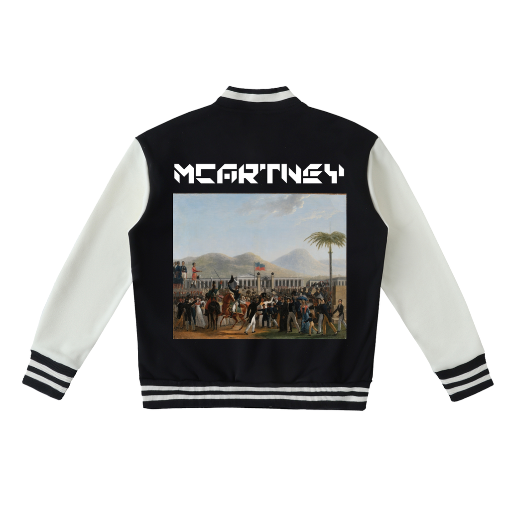 Two-Tone Fleeced Varsity Jacket