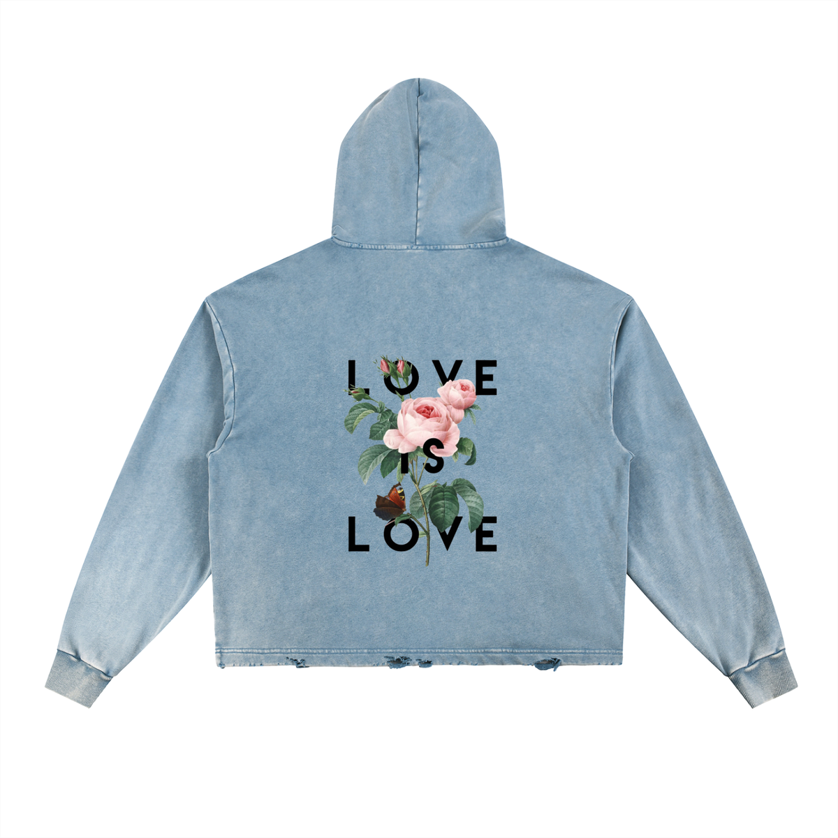 Vintage Washed Frayed-Hem Hoodie