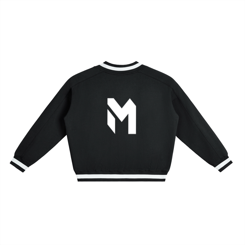 V-Neck Contrast Collar Boxy Sweatshirt