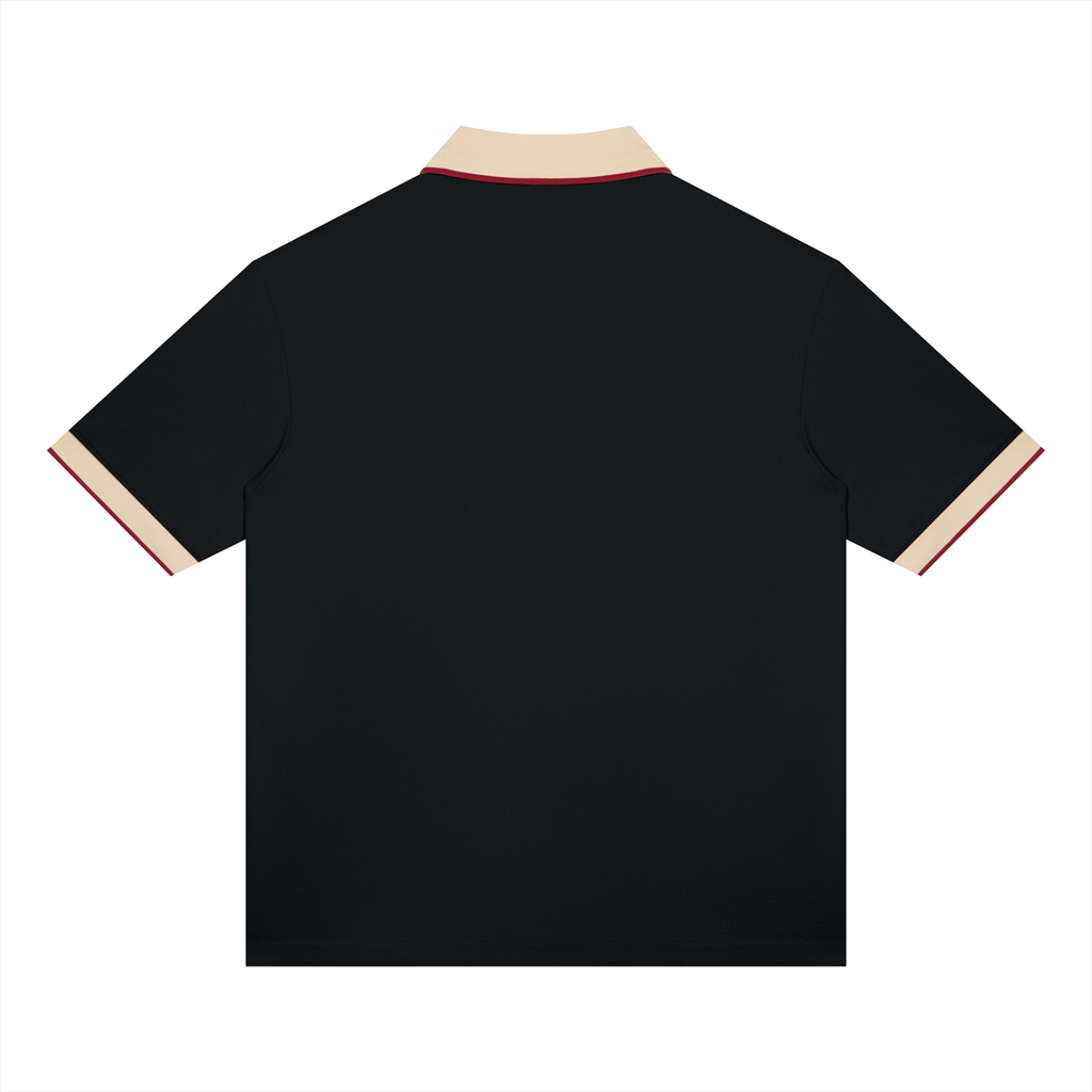 Color Block Polo – Black & Apricot