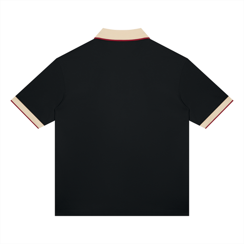 Color Block Polo – Black & Apricot