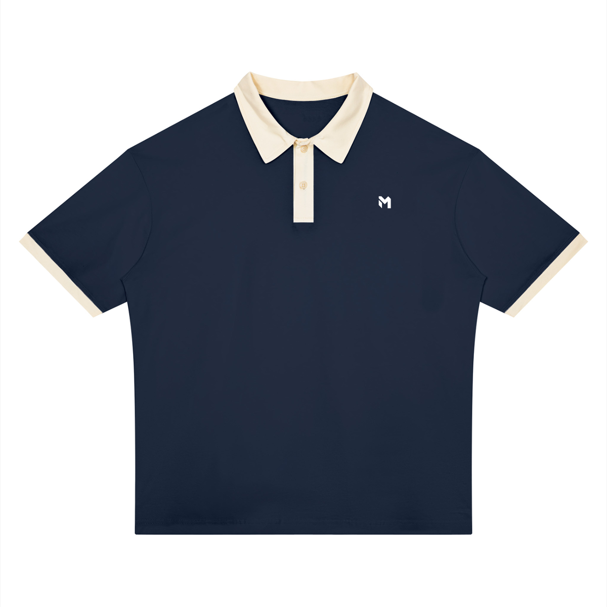 Color Block Polo – Navy Blue & Apricot II