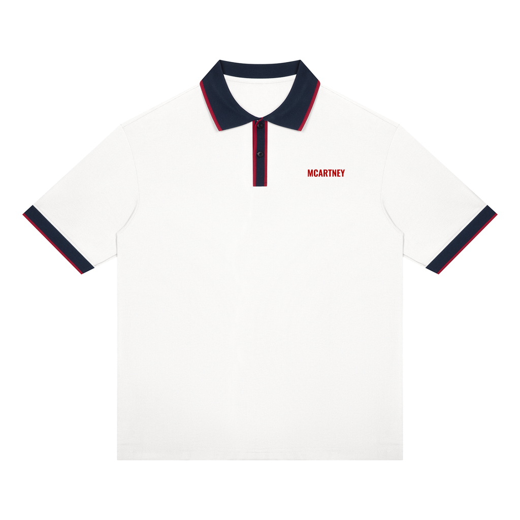 Color Block Polo – White & Navy Blue