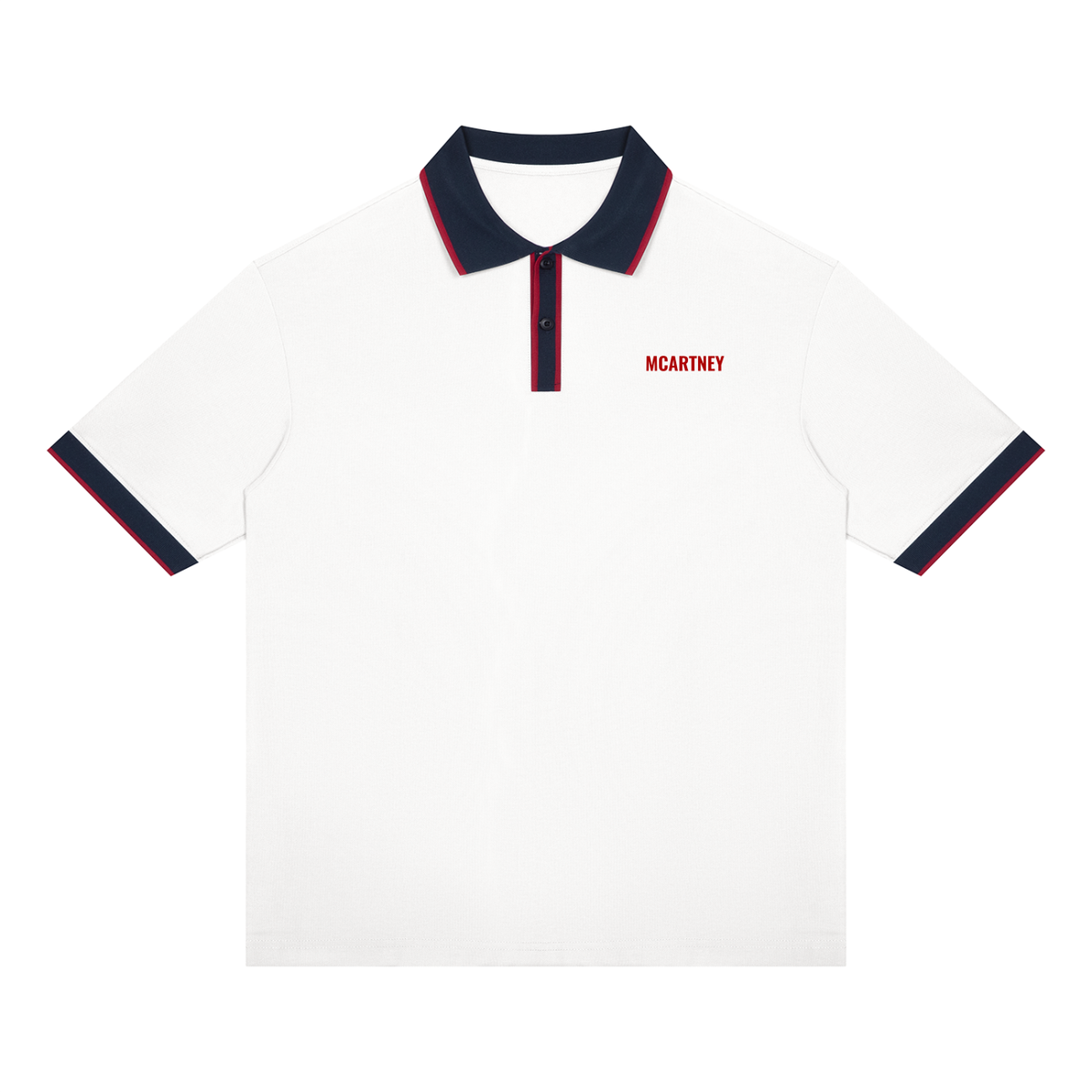 Color Block Polo – White & Navy Blue
