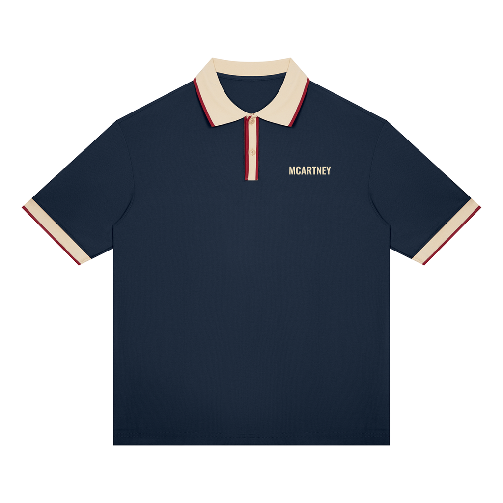 Color Block Polo – Navy Blue & Apricot