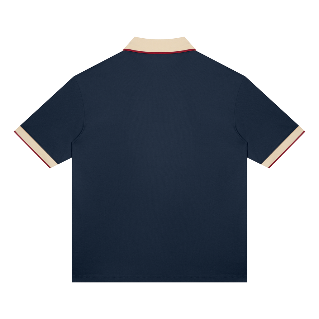 Color Block Polo – Navy Blue & Apricot