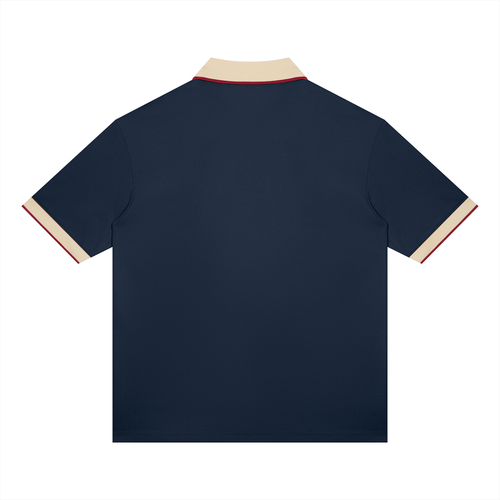 Color Block Polo – Navy Blue & Apricot