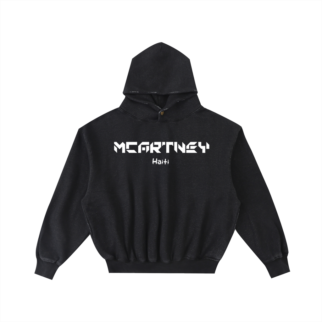 Frayed Enzyme Washed Fleece Hoodie
