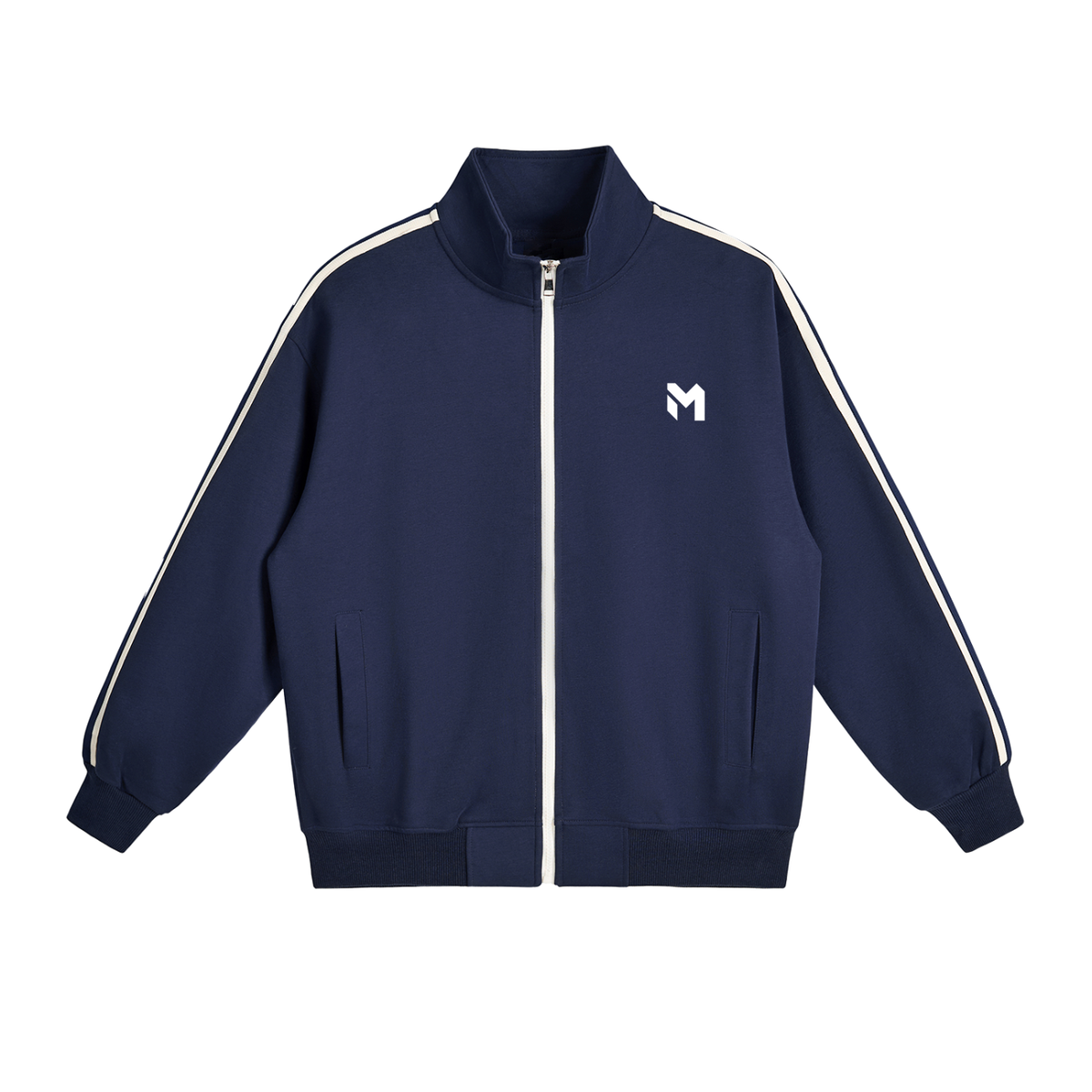 Contrast Side-Stripe Stand Collar  Jacket