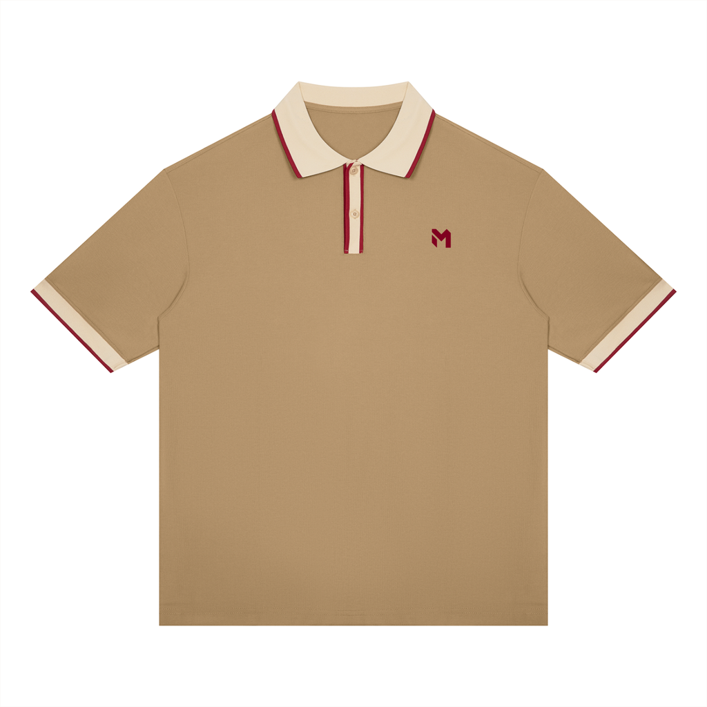 Color Block Polo – Khaki & Camel