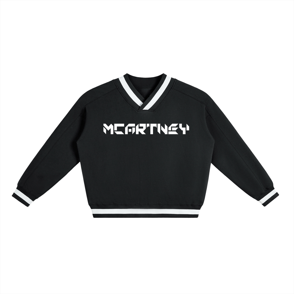V-Neck Contrast Collar Boxy Sweatshirt