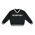 V-Neck Contrast Collar Boxy Sweatshirt
