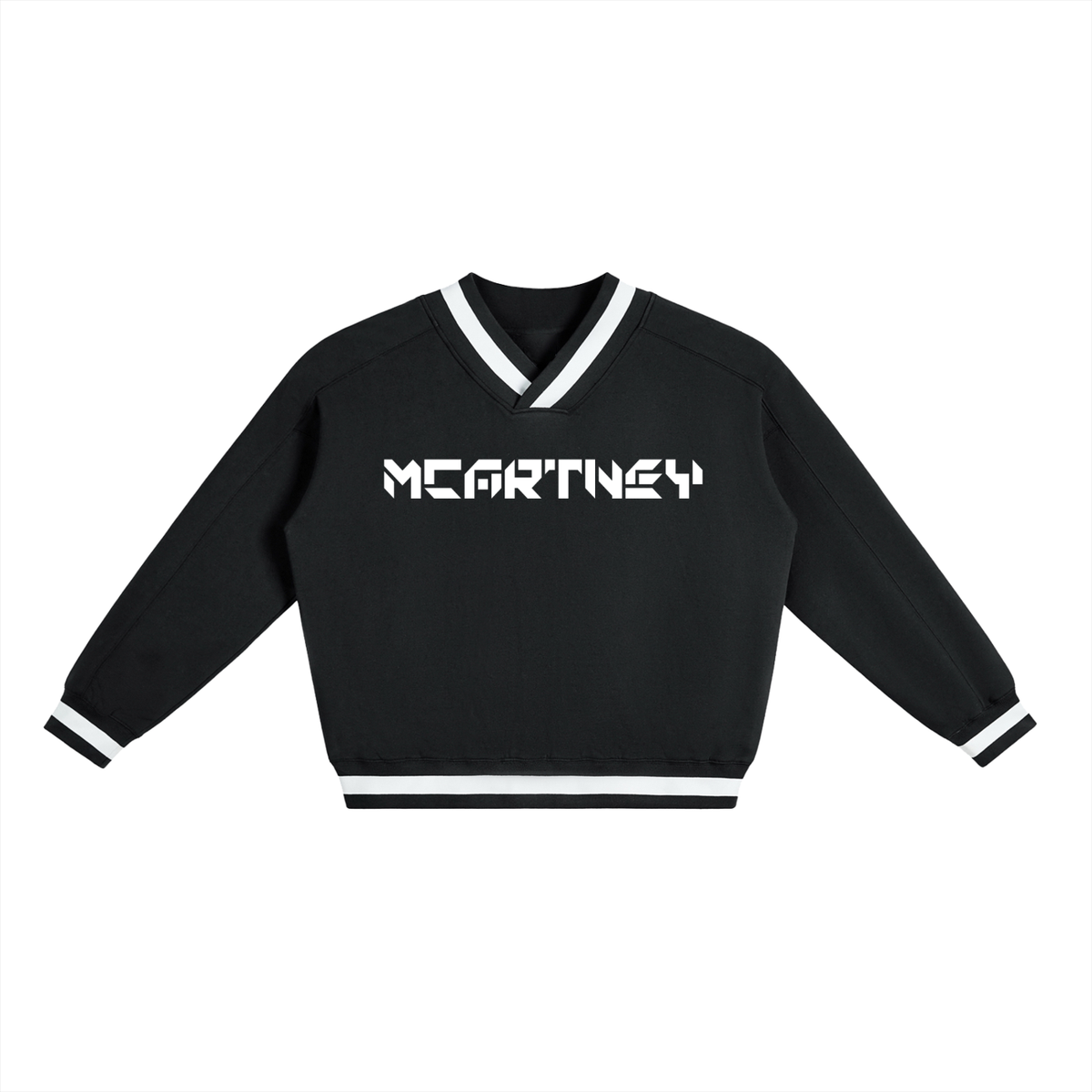 V-Neck Contrast Collar Boxy Sweatshirt