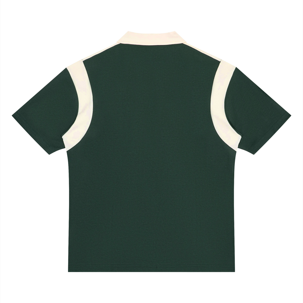 Quarter Zip Polo – Blackish Green & Apricot